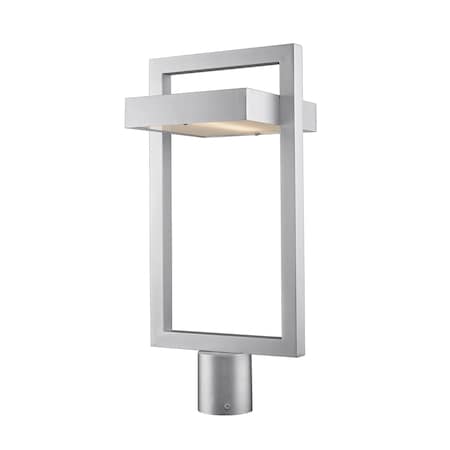 Z-Lite Luttrel 1 Light Outdoor Post Mount Fixture, Silver & Frosted 566PHBR-SL-LED